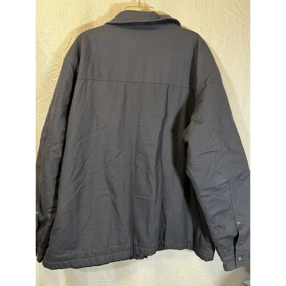 Columbia Lodge Chore Coat Jacket Mens XXL Navy Blanket Leather‎ Patch Canvas 90s